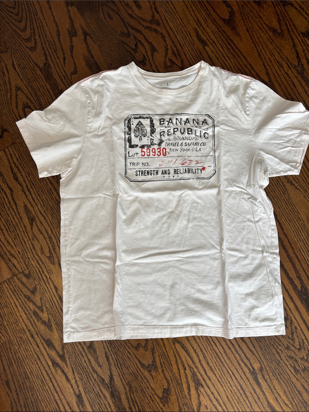 Banana Republic White Graphic Patch Logo Short Sleeve Tee